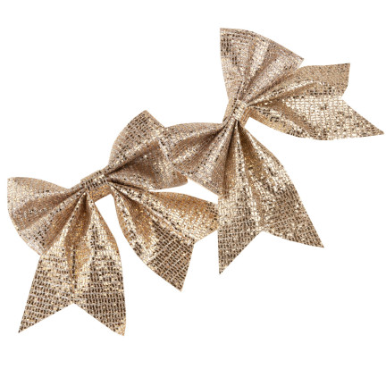 TG57434 Goldfarbene Schleife, 2 Stück, Christbaumschmuck, Dekoration