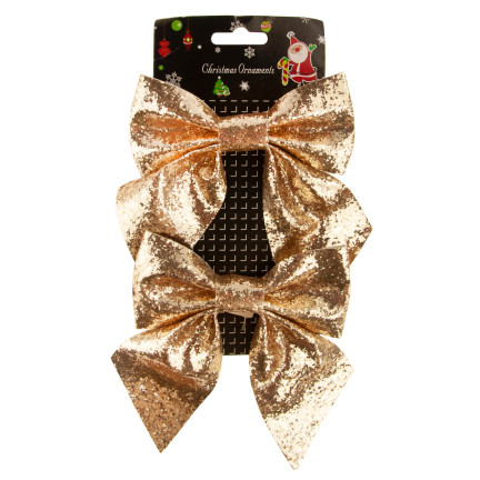 TG57533-2 RIESIGE BÖGEN 2PCS GOLD BÖGEN GLITTER DEKORATIVE WEIHNACHTSBAUM BAUM