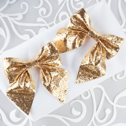 TG57533-2 RIESIGE BÖGEN 2PCS GOLD BÖGEN GLITTER DEKORATIVE WEIHNACHTSBAUM BAUM
