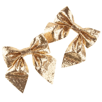 TG57533-2 RIESIGE BÖGEN 2PCS GOLD BÖGEN GLITTER DEKORATIVE WEIHNACHTSBAUM BAUM