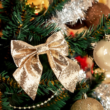 TG57533-2 RIESIGE BÖGEN 2PCS GOLD BÖGEN GLITTER DEKORATIVE WEIHNACHTSBAUM BAUM