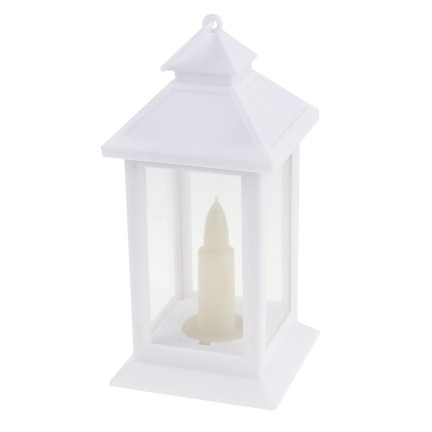Led-Laterne, weiß, batteriebetrieben, warmes Licht, imitiert eine Flamme, mit Griff, Höhe 17cm
