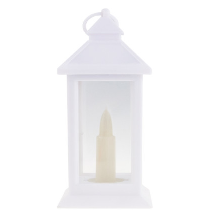 Led-Laterne, weiß, batteriebetrieben, warmes Licht, imitiert eine Flamme, mit Griff, Höhe 17cm