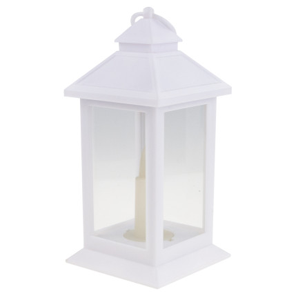 Led-Laterne, weiß, batteriebetrieben, warmes Licht, imitiert eine Flamme, mit Griff, Höhe 17cm