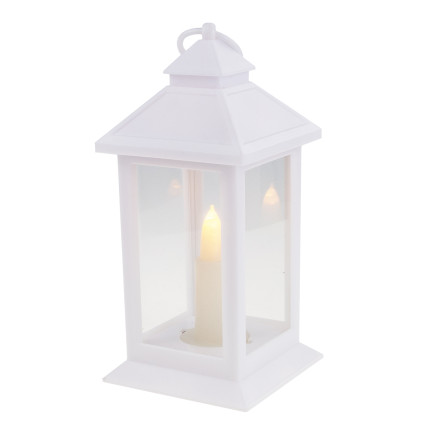 Led-Laterne, weiß, batteriebetrieben, warmes Licht, imitiert eine Flamme, mit Griff, Höhe 17cm