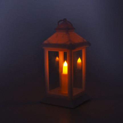 Led-Laterne, weiß, batteriebetrieben, warmes Licht, imitiert eine Flamme, mit Griff, Höhe 17cm