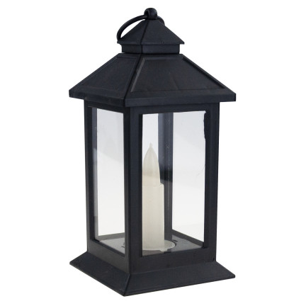 Led-Laterne, schwarz, batteriebetrieben, warmes Licht, imitiert Flamme, mit Griff, Höhe 17cm