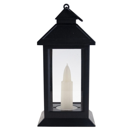 Led-Laterne, schwarz, batteriebetrieben, warmes Licht, imitiert Flamme, mit Griff, Höhe 17cm