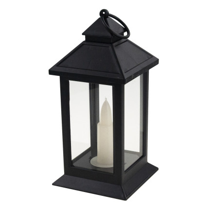 Led-Laterne, schwarz, batteriebetrieben, warmes Licht, imitiert Flamme, mit Griff, Höhe 17cm