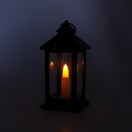 Led-Laterne, schwarz, batteriebetrieben, warmes Licht, imitiert Flamme, mit Griff, Höhe 17cm