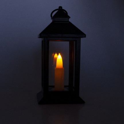 Led-Laterne, schwarz, batteriebetrieben, warmes Licht, imitiert Flamme, mit Griff, Höhe 17cm