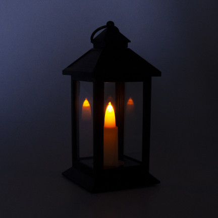 Led-Laterne, schwarz, batteriebetrieben, warmes Licht, imitiert Flamme, mit Griff, Höhe 17cm