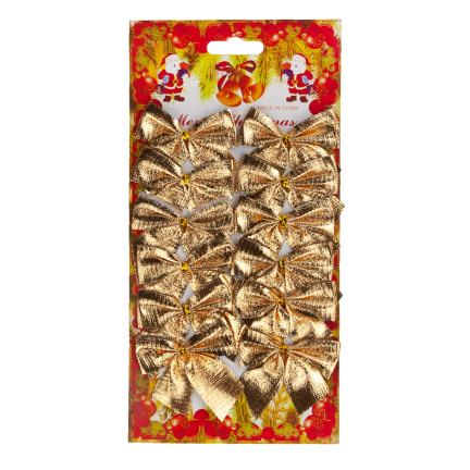 TG59773-2 BÖGEN 12TLG GOLD GLITTER WEIHNACHTSBAUM DEKORATIV BÖGEN SET