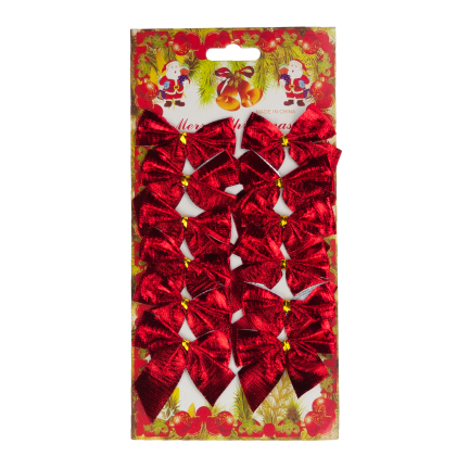 TG59773-3 BÖGEN 12PCS ROT GLITTER WEIHNACHTSBAUM BÖGEN DEKORATIVE BÖGEN