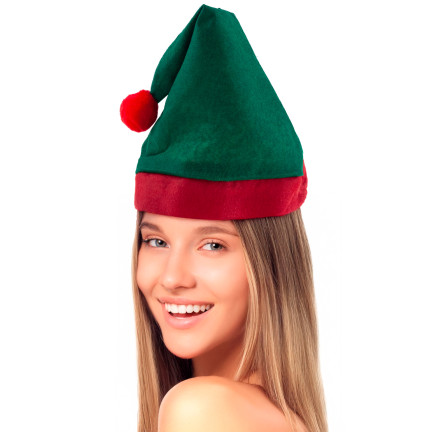 Elfenmütze, Weihnachtsmütze, universell, grün-rot, 1 Stück