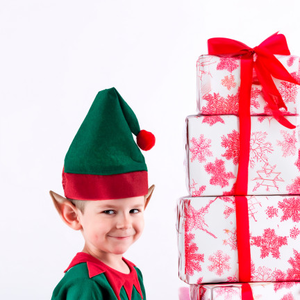 Elfenmütze, Weihnachtsmütze, universell, grün-rot, 1 Stück