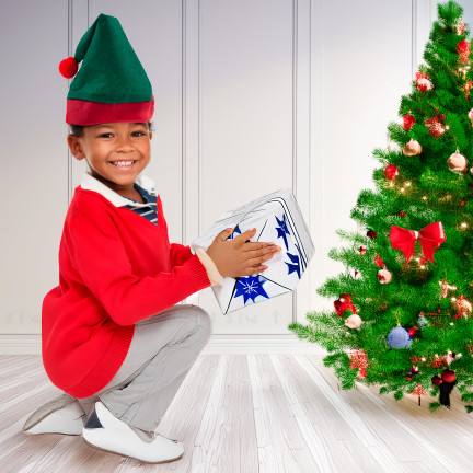 Elfenmütze, Weihnachtsmütze, universell, grün-rot, 1 Stück