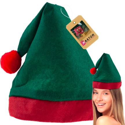Elfenmütze, Weihnachtsmütze, universell, grün-rot, 1 Stück
