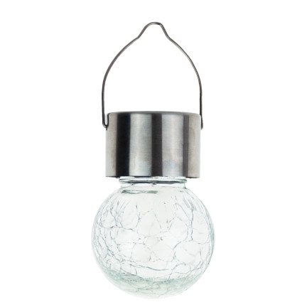 TG60452 SOLAR LED LAMPE GARTEN GLAS DEKORATIVE HÄNGELEUCHTE KUGEL HAKEN BALKON