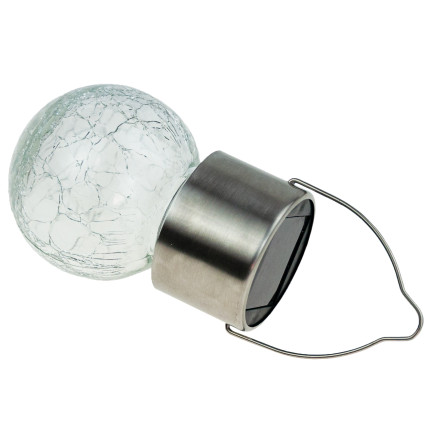 TG60452 SOLAR LED LAMPE GARTEN GLAS DEKORATIVE HÄNGELEUCHTE KUGEL HAKEN BALKON