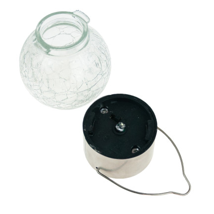 TG60452 SOLAR LED LAMPE GARTEN GLAS DEKORATIVE HÄNGELEUCHTE KUGEL HAKEN BALKON
