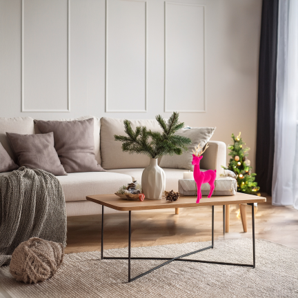 TG61448-7 RENTIER UMGEDREHT ROSA GOLD GEWEIH KUNSTSTOFF HIRSCH VELOURS