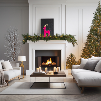 TG61448-7 RENTIER UMGEDREHT ROSA GOLD GEWEIH KUNSTSTOFF HIRSCH VELOURS