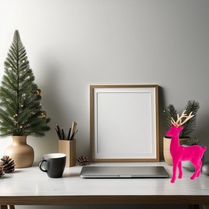 TG61448-7 RENTIER UMGEDREHT ROSA GOLD GEWEIH KUNSTSTOFF HIRSCH VELOURS