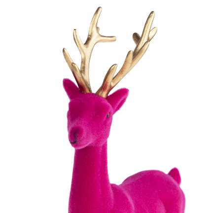 TG61448-7 RENTIER UMGEDREHT ROSA GOLD GEWEIH KUNSTSTOFF HIRSCH VELOURS
