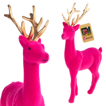 TG61448-7 RENTIER UMGEDREHT ROSA GOLD GEWEIH KUNSTSTOFF HIRSCH VELOURS