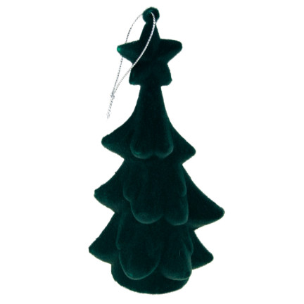 TG61460-3 WEIHNACHTSBAUM GRÜN FIGÜRCHEN ANHÄNGER BEFLOCKT PLÜSCHKUGEL
