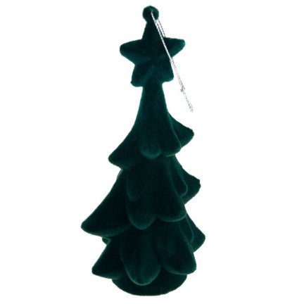 TG61460-3 WEIHNACHTSBAUM GRÜN FIGÜRCHEN ANHÄNGER BEFLOCKT PLÜSCHKUGEL