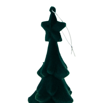 TG61460-3 WEIHNACHTSBAUM GRÜN FIGÜRCHEN ANHÄNGER BEFLOCKT PLÜSCHKUGEL