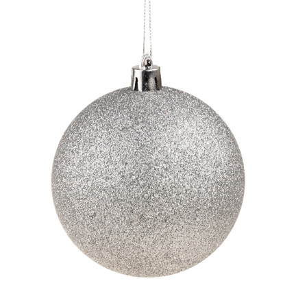 TG63127-1 SILBERNE WEIHNACHTSBAUMKUGELN 6TLG. 8CM UNZERBRECHLICH SATZ