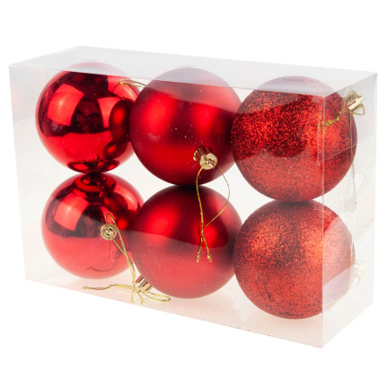 TG63127-3 Christbaumkugeln Christbaumkugel rot 8CM 6 Stück nicht abblätternde Blitzkugeln Set