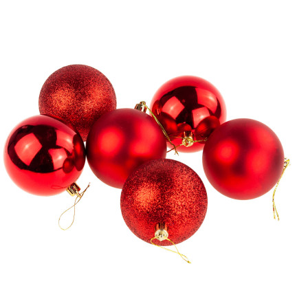 TG63172-3 Rotes Weihnachtsbaumschachtel-Set 6cm 6 Stück nicht abblätternde Weihnachtsbaumschachtel