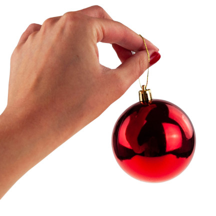 TG63127-3 Christbaumkugeln Christbaumkugel rot 8CM 6 Stück nicht abblätternde Blitzkugeln Set