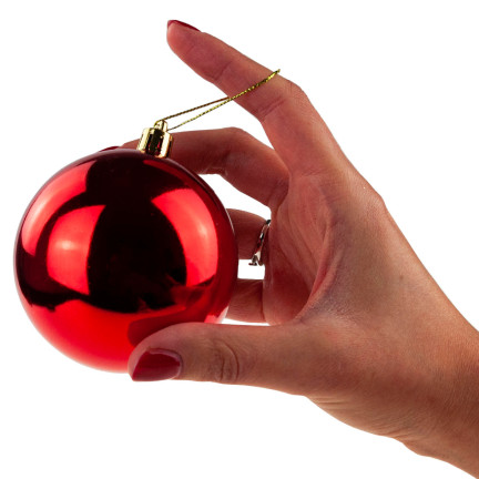 TG63127-3 Christbaumkugeln Christbaumkugel rot 8CM 6 Stück nicht abblätternde Blitzkugeln Set
