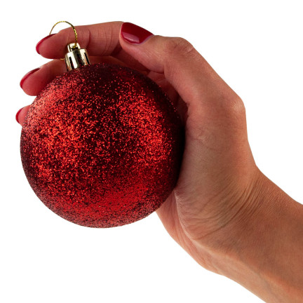 TG63127-3 Christbaumkugeln Christbaumkugel rot 8CM 6 Stück nicht abblätternde Blitzkugeln Set