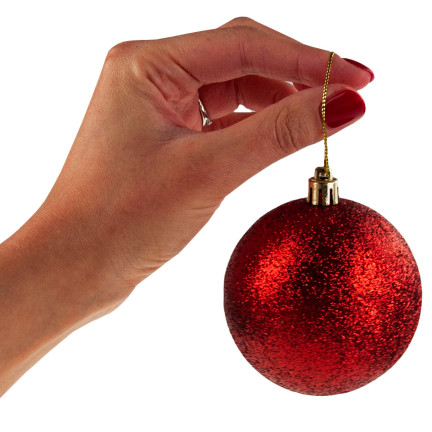 TG63127-3 Christbaumkugeln Christbaumkugel rot 8CM 6 Stück nicht abblätternde Blitzkugeln Set