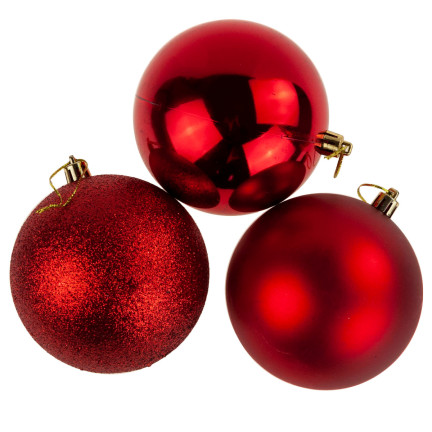 37568-3 rote, bruchsichere Weihnachtskugeln, 5 cm, 12 Stück