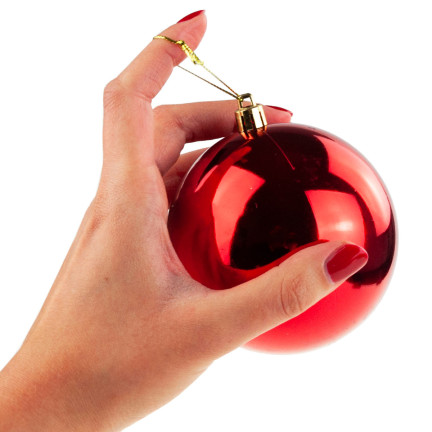 TG63128-3 rote Weihnachtskugeln für den Weihnachtsbaum, 10 cm, 3er-Set, bruchsichere Weihnachtskugeln