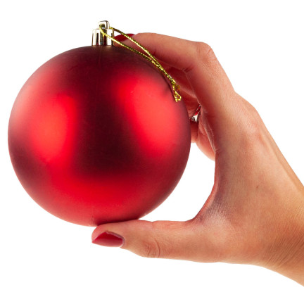 TG63128-3 rote Weihnachtskugeln für den Weihnachtsbaum, 10 cm, 3er-Set, bruchsichere Weihnachtskugeln