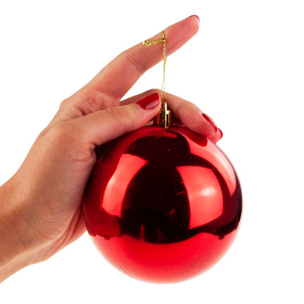 TG63128-3 rote Weihnachtskugeln für den Weihnachtsbaum, 10 cm, 3er-Set, bruchsichere Weihnachtskugeln