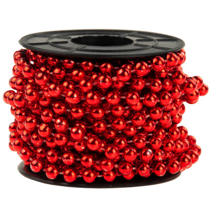 TG63190-3 WEIHNACHTSBAUMKETTE ROT SCHILFPERLEN GARLANDE SPULE 5M