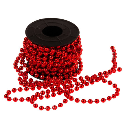 TG63190-3 WEIHNACHTSBAUMKETTE ROT SCHILFPERLEN GARLANDE SPULE 5M