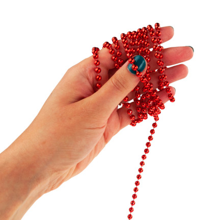 TG63190-3 WEIHNACHTSBAUMKETTE ROT SCHILFPERLEN GARLANDE SPULE 5M