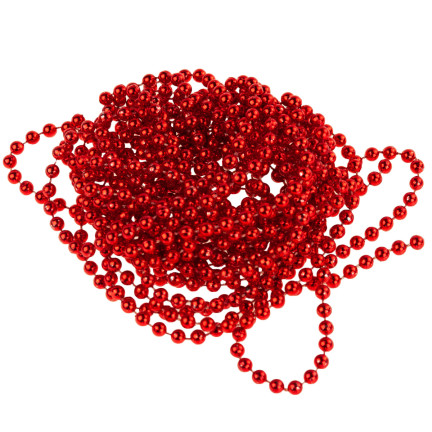 TG63190-3 WEIHNACHTSBAUMKETTE ROT SCHILFPERLEN GARLANDE SPULE 5M