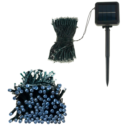 TG63191-1 Weihnachtsbaumbeleuchtung, 200 LEDs, solarbetrieben, kaltweiß, für den Außenbereich, mit Erdspieß