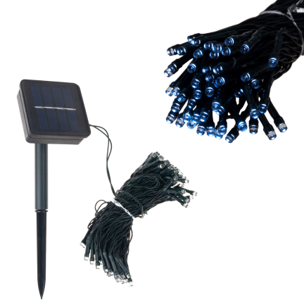 TG63192-1 SOLAR Weihnachtsbaumbeleuchtung 100 LED 10m GIRLANDS KALTWEISS 8 FUNKTIONEN